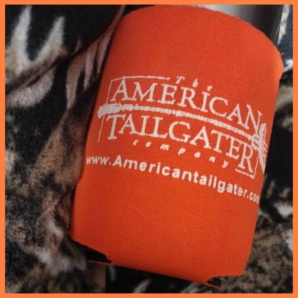 American Tailgater Reversible Orange / Black Magnetic Drink Koozie